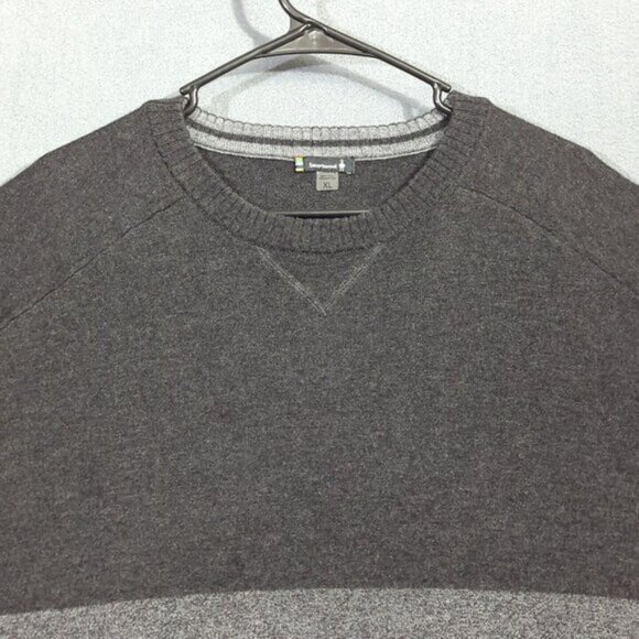 Smartwool Sweater Men's XL Black And Gray Merino Blend Sparwood Colorblock Crew - Picture 4 of 13